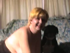 Golden-haired fucks with your dog outside the home